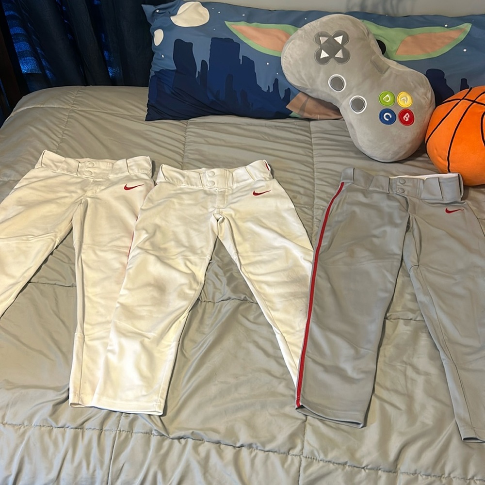 White and gray practice baseball pants